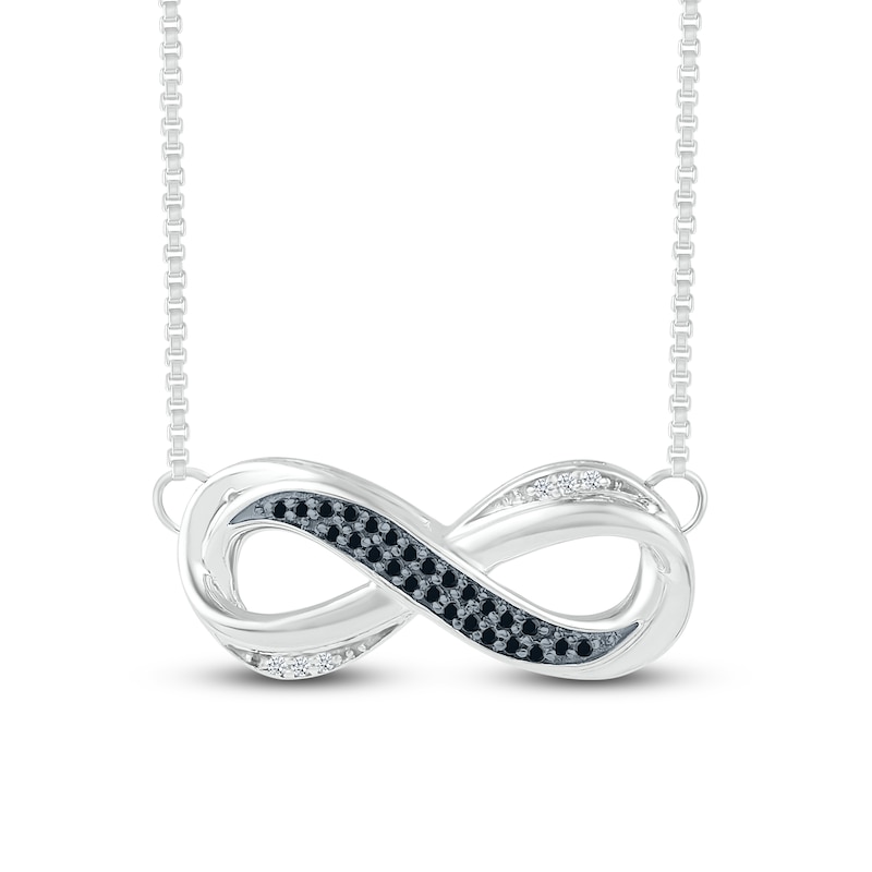 Black/White Diamond Infinity Necklace 1/10 cttw Sterling Silver