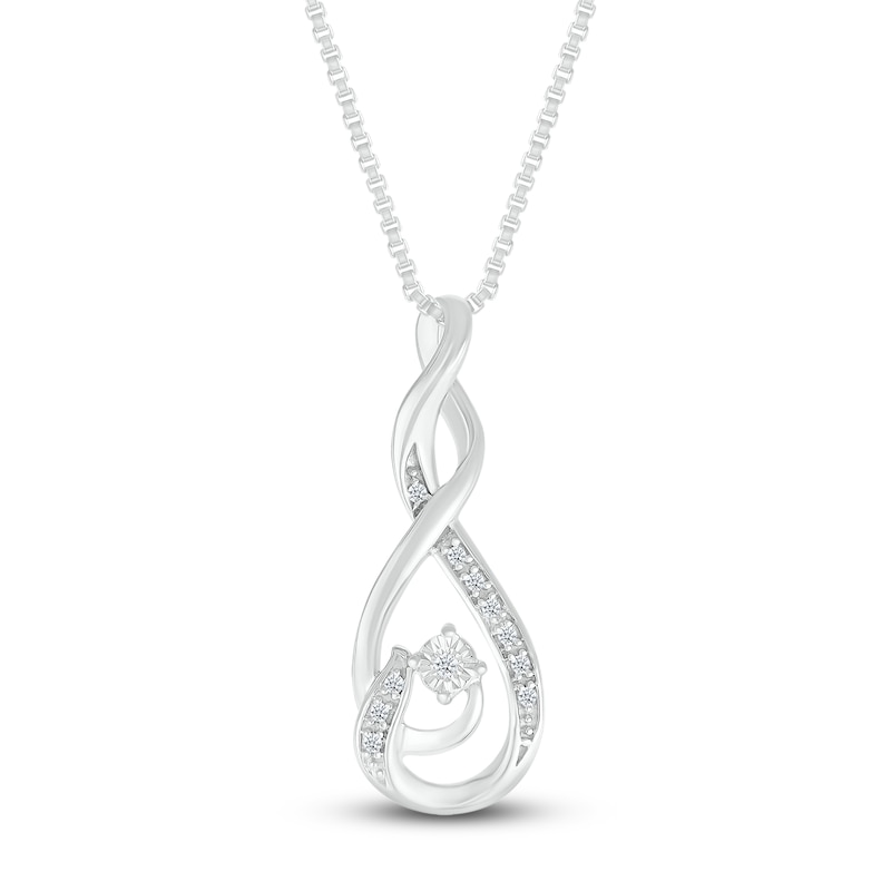 Main Image 1 of Diamond Necklace 1/20 ct tw Round Sterling Silver
