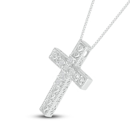 Cross/Heart Necklace 1/20 ct tw Diamonds Sterling Silver