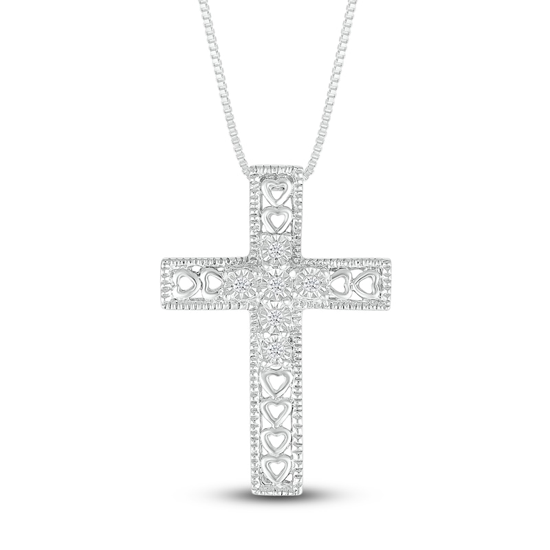Cross/Heart Necklace 1/20 ct tw Jared Silver | Diamonds Sterling