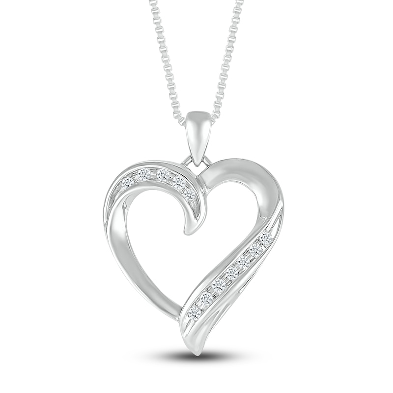 Main Image 1 of Diamond Heart Necklace 1/10 ct tw Round Sterling Silver