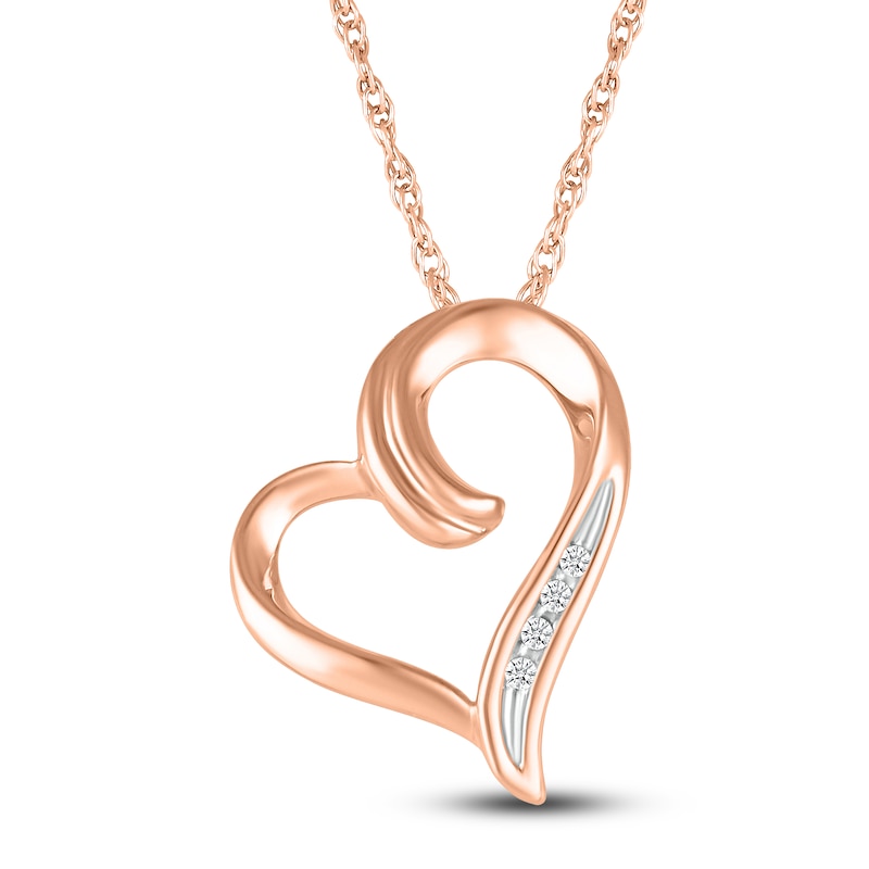 Main Image 2 of Heart Necklace Diamond Accents 10K Rose Gold