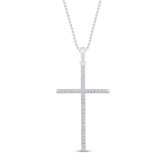 Diamond Cross Necklace 1/6 ct tw Round 10K White Gold Jared