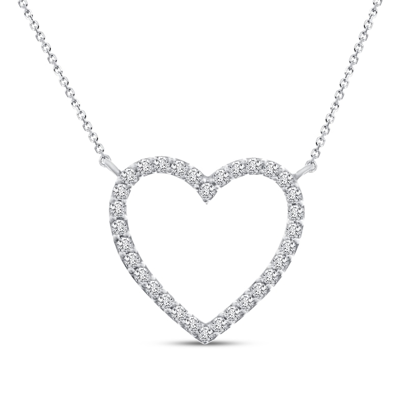 Diamond Heart Necklace 1/10 ct tw Round 10K White Gold