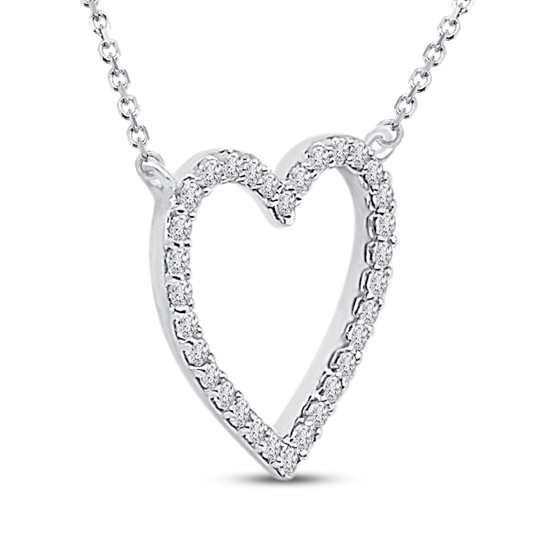 Diamond Heart Necklace 1/10 ct tw Round 10K White Gold