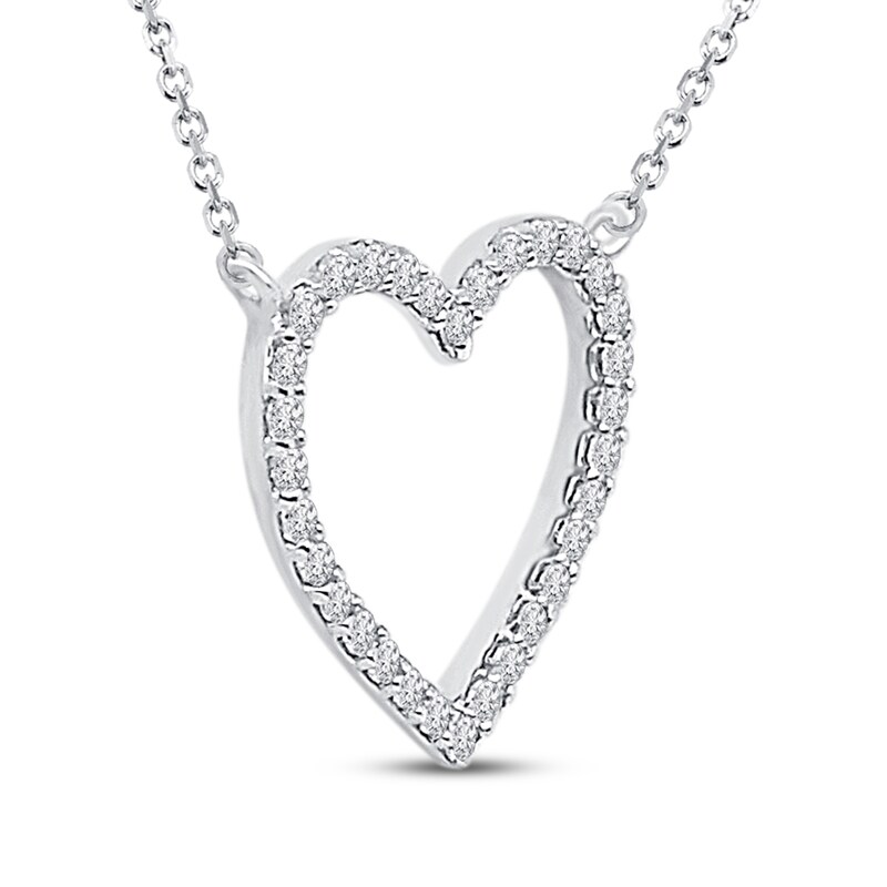 Main Image 2 of Diamond Heart Necklace 1/10 ct tw Round 10K White Gold