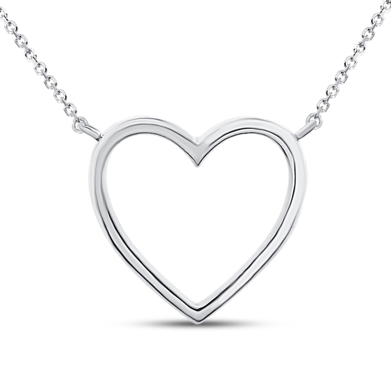 Main Image 3 of Diamond Heart Necklace 1/10 ct tw Round 10K White Gold