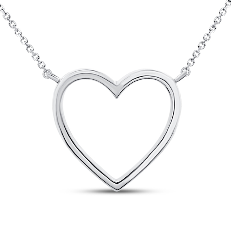 Diamond Heart Necklace 1/10 ct tw Round 10K White Gold