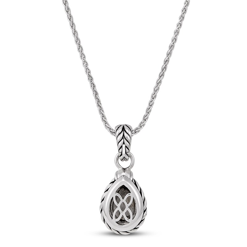 Main Image 3 of Textured Wheat Diamond Accent Pendant Sterling Silver/14K Yellow Gold 17"