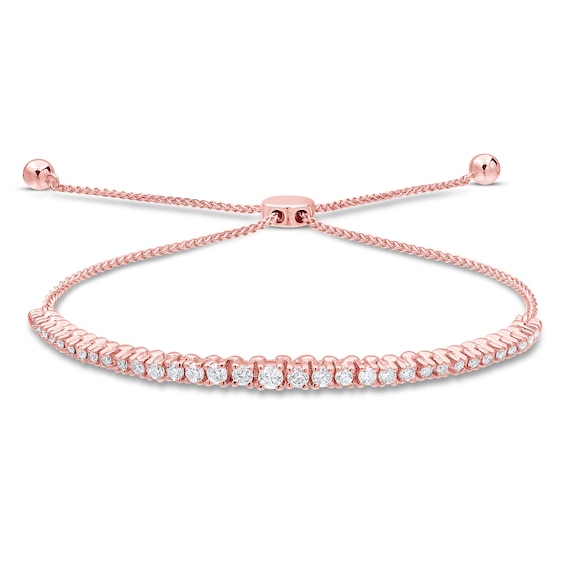 Jared The Galleria Of Jewelry Diamond Bolo Bracelet 1/2 ct tw Round 14K Rose Gold