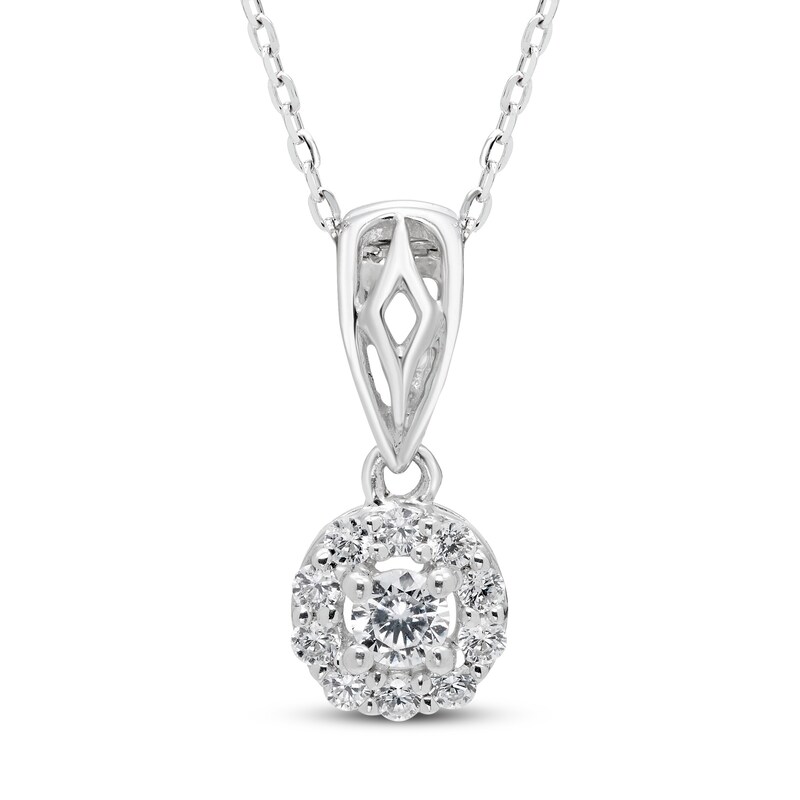 Diamond Necklace 1/5 ct tw Round 10K White Gold
