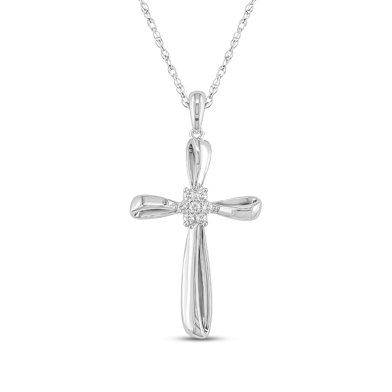 Main Image 1 of Diamond Necklace 1/10 ct tw Round 10K White Gold
