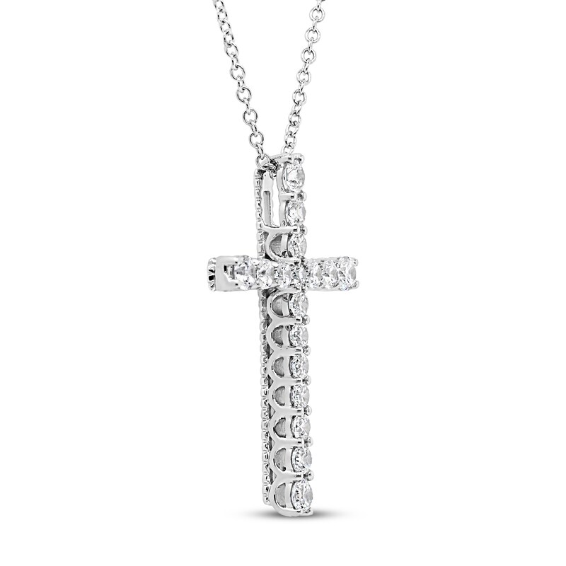 Diamond Cross Necklace 3/4 ct tw Round 10K White Gold