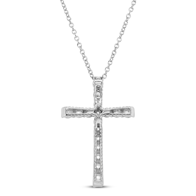 Main Image 3 of Diamond Cross Necklace 3/4 ct tw Round 10K White Gold