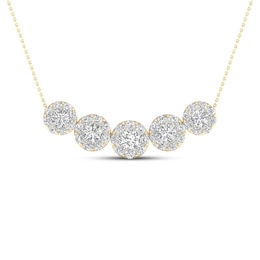 Diamond Necklace 1 1/2 ct tw Round 14K Yellow Gold