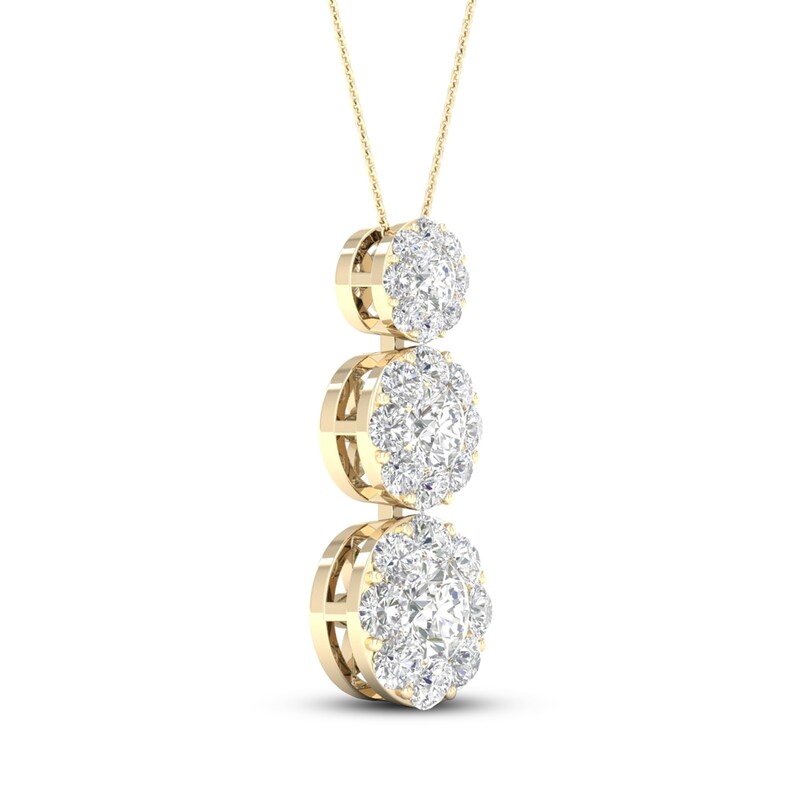 Main Image 2 of Three-Stone Diamond Necklace 1 ct tw Round 14K Yellow Gold
