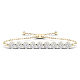 Diamond Bolo Bracelet 1 ct tw Round 14K Yellow Gold