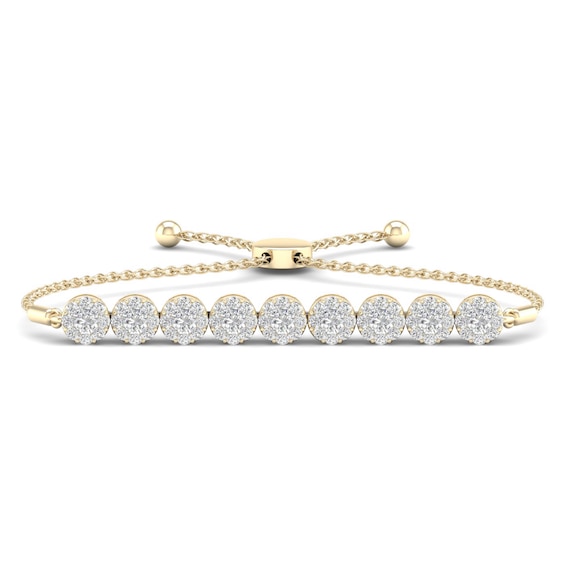 Diamond Bolo Bracelet 1 ct tw Round 14K Yellow Gold