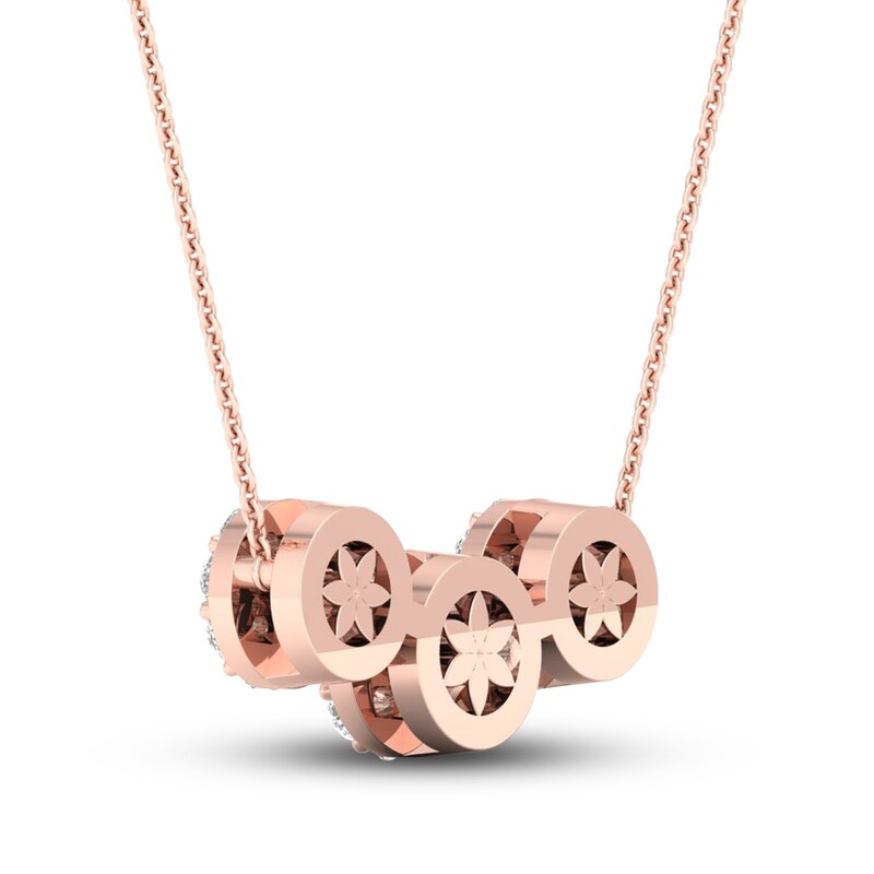 Stone Round Kind Rose Pendant Necklace for Women 16.5 Chain 10K Stone Round Kind Rose Pendant Necklace for Women 16.5 Chain 10K