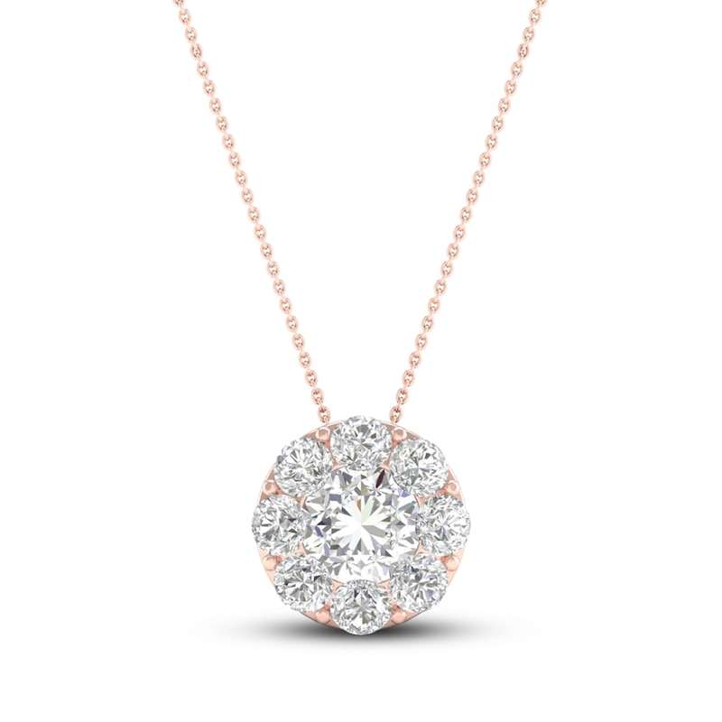 Main Image 1 of Diamond Pendant Necklace 1/6 ct tw Round 10K Rose Gold