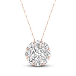 Diamond Pendant Necklace 1 ct tw Round 14K Rose Gold