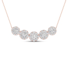 Diamond Necklace 1 1/2 ct tw Round 14K Rose Gold