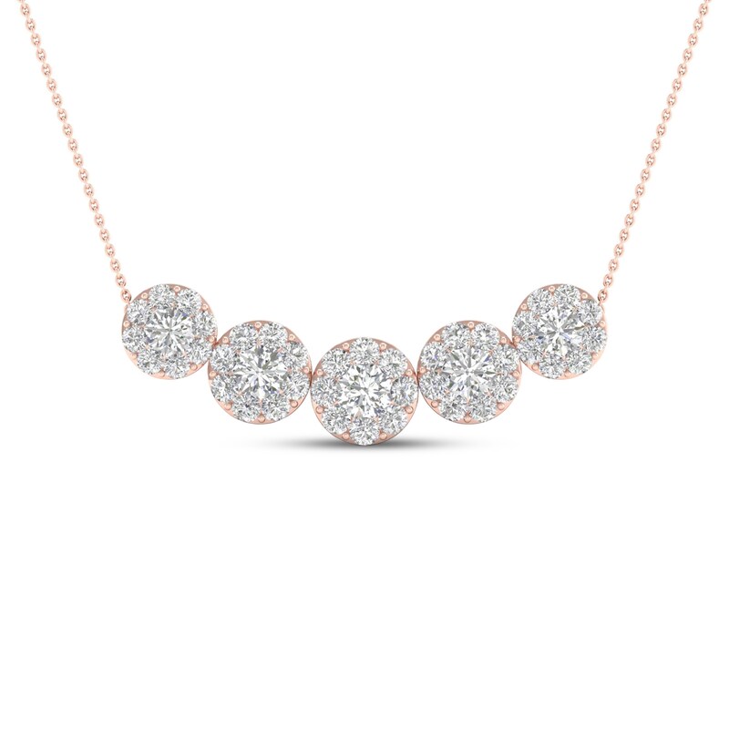 Main Image 1 of Diamond Necklace 1 1/2 ct tw Round 14K Rose Gold