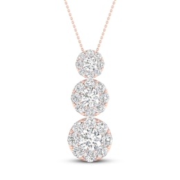 Diamond Pendant Necklace 1 ct tw Round 14K Rose Gold
