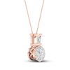 Thumbnail Image 1 of Diamond Pendant Necklace 1/4 ct tw Round/Baguette 10K Rose Gold