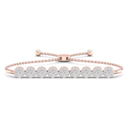 Diamond Bolo Bracelet 1 ct tw Round 14K Rose Gold