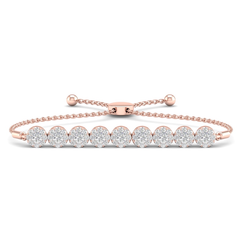 Main Image 1 of Diamond Bolo Bracelet 1 ct tw Round 14K Rose Gold