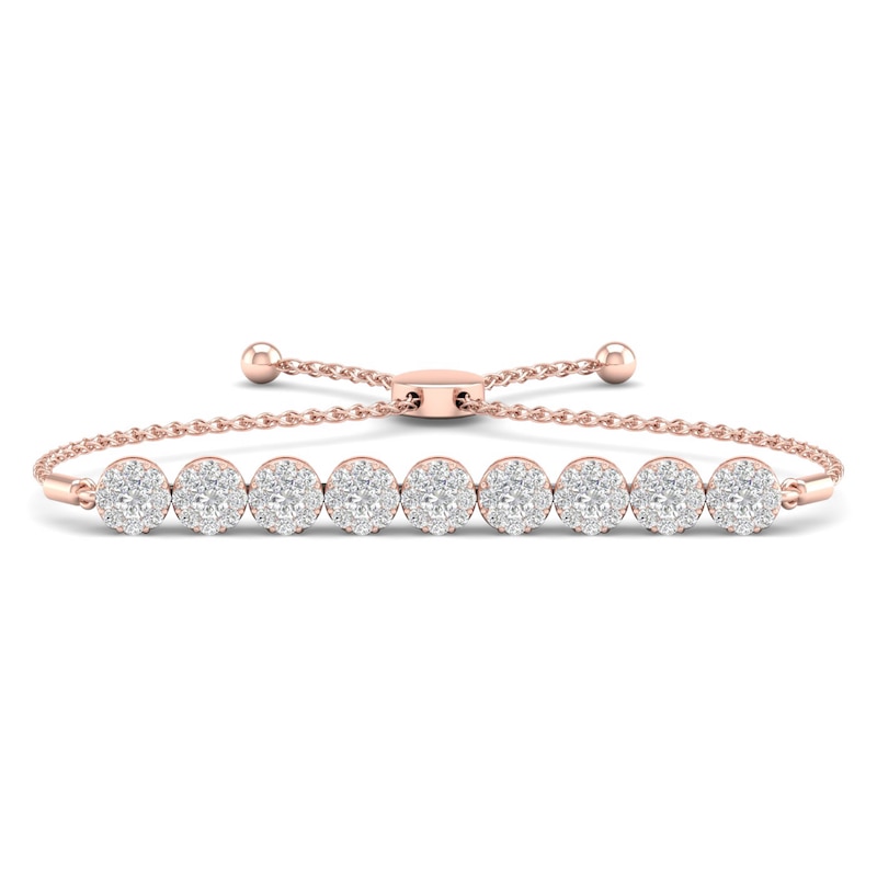 Diamond Bolo Bracelet 1 ct tw Round 14K Rose Gold