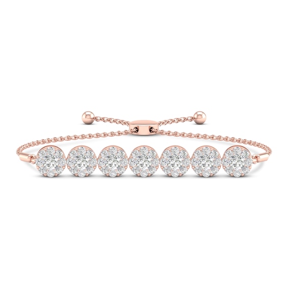 Jared The Galleria Of Jewelry Diamond Bolo Bracelet 2 ct tw Round 14K Rose Gold