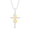 Thumbnail Image 0 of Diamond Cross Necklace 1/8 ct tw Round 10K Yellow Gold/Sterling Silver