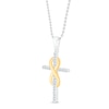 Thumbnail Image 1 of Diamond Cross Necklace 1/8 ct tw Round 10K Yellow Gold/Sterling Silver