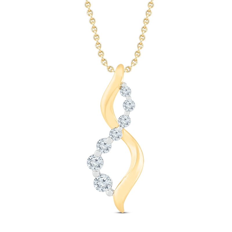 Diamond infinity Necklace 1/5 ct tw Round 10K Yellow Gold