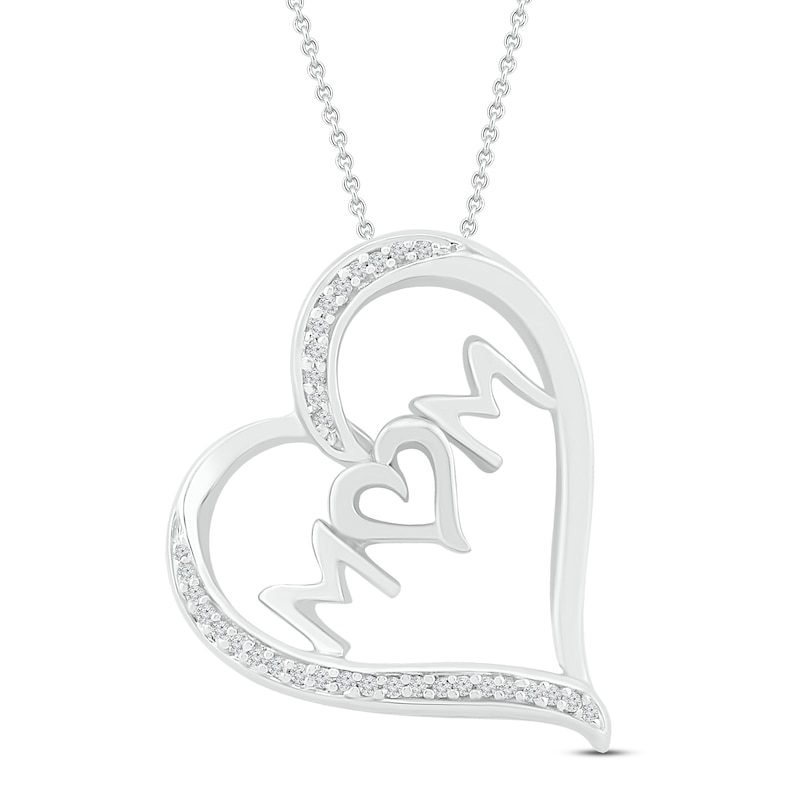 Main Image 1 of Diamond Necklace 1/10 ct tw Round Sterling Silver