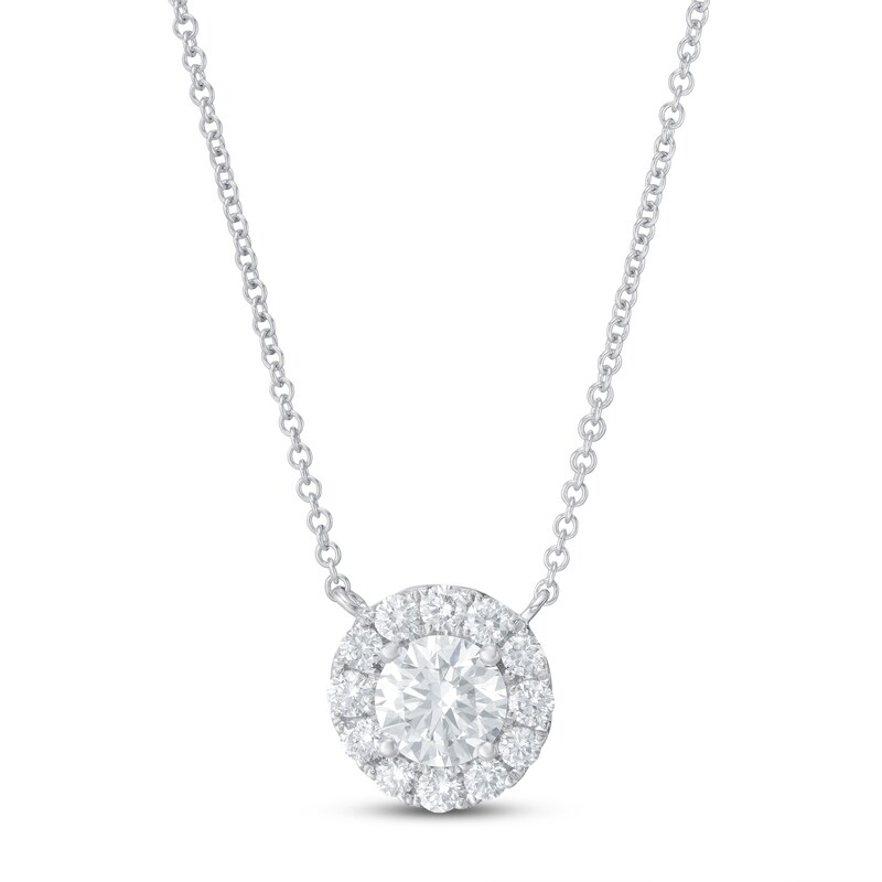Lab-Created Diamond Necklace 1-1/8 ct tw Round 14K White Gold