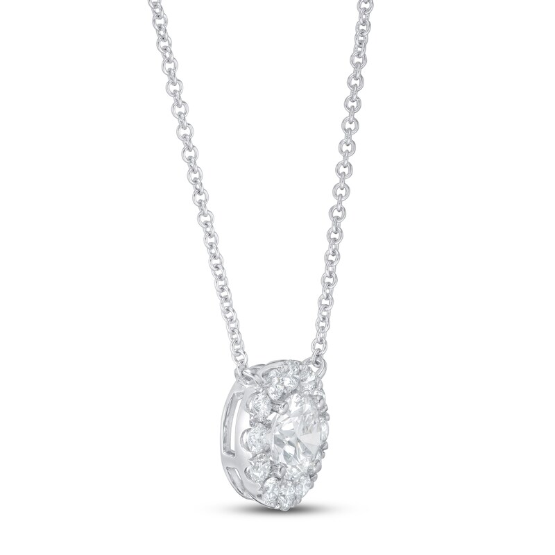 Lab-Created Diamond Necklace 1-1/8 ct tw Round 14K White Gold