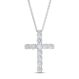 Lab-Created Diamond Cross Necklace 1 ct tw Round 14K White Gold