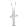 Thumbnail Image 1 of Lab-Created Diamond Cross Necklace 1 ct tw Round 14K White Gold