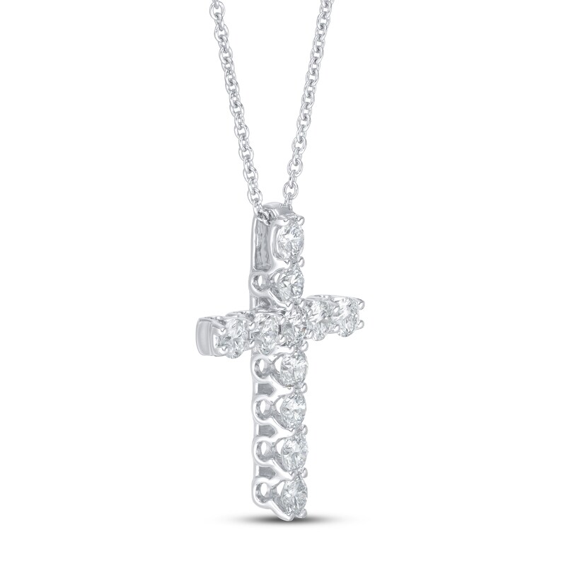 Lab-Created Diamond Cross Necklace 1 ct tw Round 14K White Gold