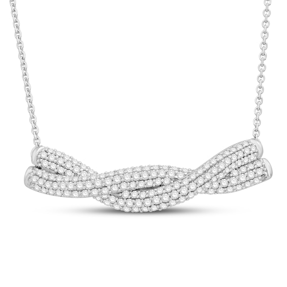 Diamond Necklace 34 ct tw Round 10K White Gold