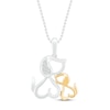 Thumbnail Image 1 of Dog Hearts Pendant Necklace Diamond Accents 10K Yellow Gold/Sterling Silver