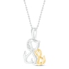 Thumbnail Image 2 of Dog Hearts Pendant Necklace Diamond Accents 10K Yellow Gold/Sterling Silver