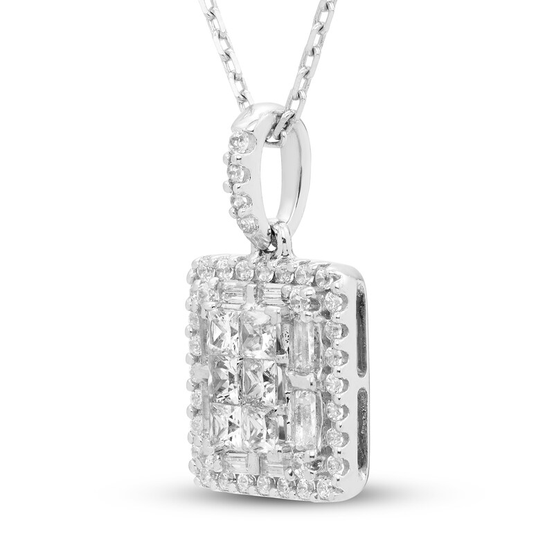Diamond Necklace 1/2 ct tw Baguette/Princess/Round 10K White Gold | Jared
