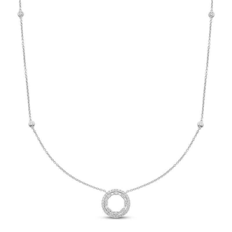 Main Image 1 of Diamond Necklace 1/2 ct tw Round 10K White Gold