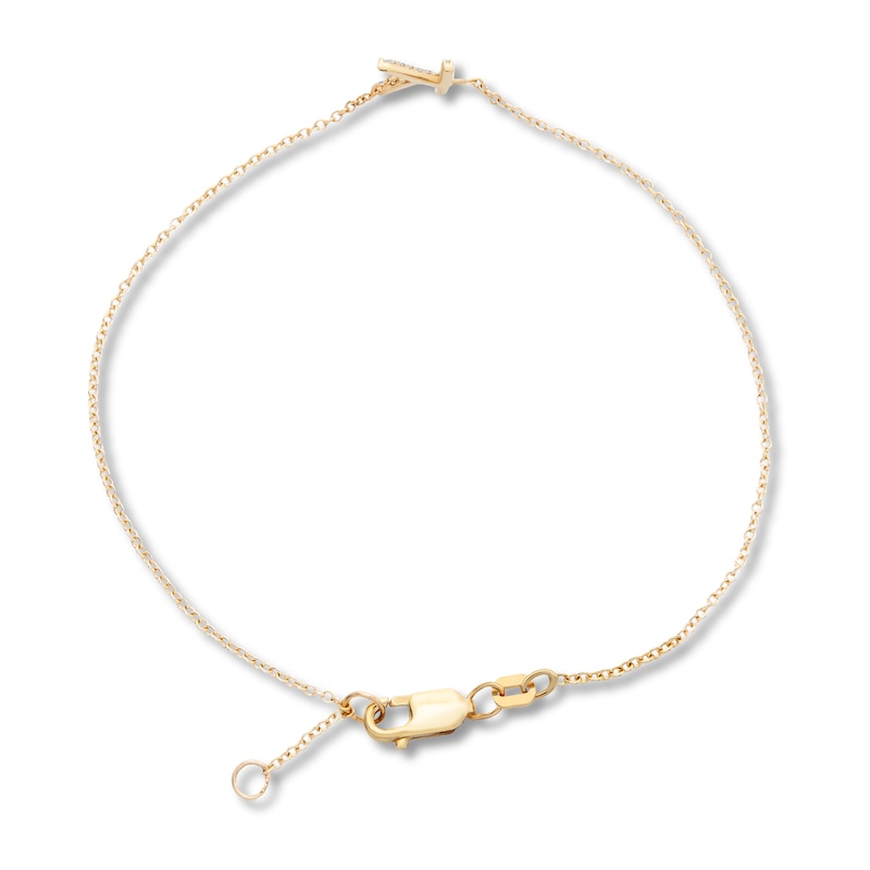 Main Image 2 of Diamond Letter K Bracelet 1/10 ct tw Round 10K Yellow Gold