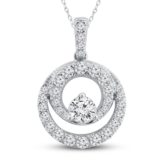 Closer Together Diamond Necklace 1 ct tw Round 14K White Gold Jared