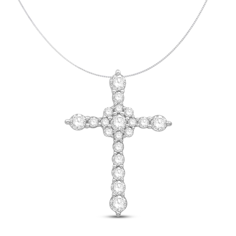 Diamond Cross Necklace 1/ ct tw Round 10K White Gold